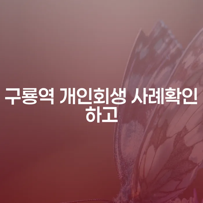 구룡역 개인회생 사례확인하고